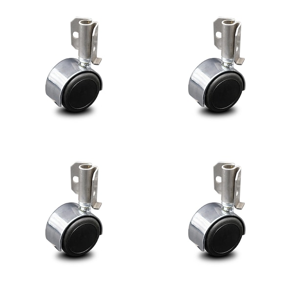 Service Caster 2 Inch Bright Chrome Hooded Urethane Twin Wheel Caster with Inside Mount Set SCC SCC-GR02S50D-NYU-BC-716X78-CB90-4 - main
